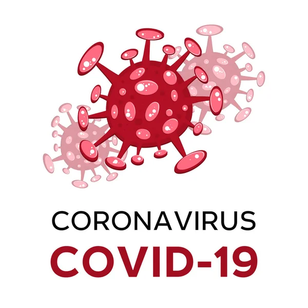 Dibujos Animados Concepto Coronavirus Logo Rojo Covid Ncov 2019 Vector — Vector de stock