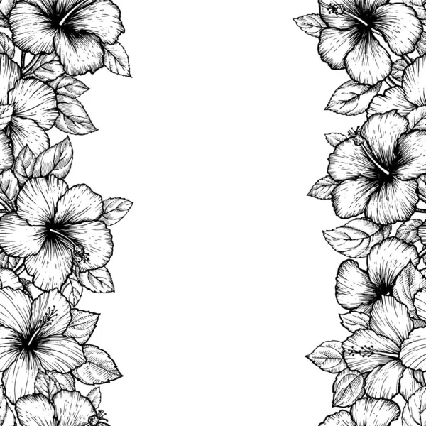 Mano Dibujó Flor Prohibición Tropical Modelo Floral Sin Costuras Con — Archivo Imágenes Vectoriales