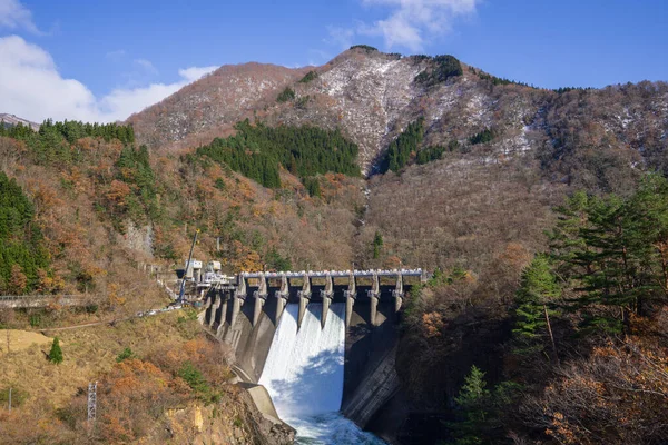 Dam Gokayama Discharge Water Generating Electricity Gokayama Varied Terrain Makes — Stock Photo, Image
