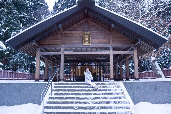 Hokkaido Shrine Χτίστηκε 1869 Που Περιβάλλεται Από Βουνό Πλευρές Παίζει — Φωτογραφία Αρχείου