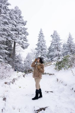 Shin-Hotaka Ropeway, Okurhida Bölgesi 'nin mükemmel manzarası olan Hotake Dağı Sıradağları' nın 1000 metre yukarısına tırmanarak ülkedeki en büyük elektrik kazanımlarından birine sahip. Parkta muhteşem bir manzarayla portre çekimi..