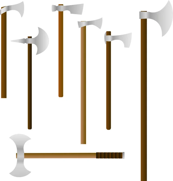 Ensemble vectoriel de haches de bataille médiévales — Image vectorielle