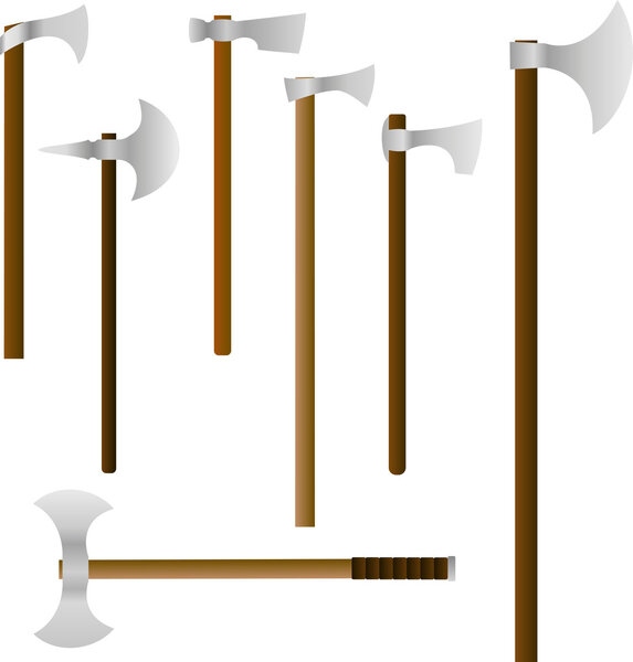 Vector set of medieval battle axes