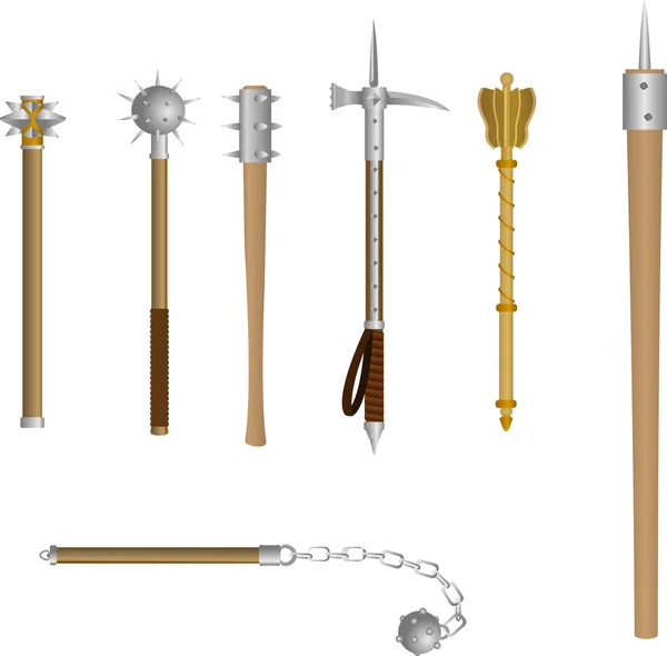 Vektor Reihe von Ikonen mittelalterlichen stumpfen Waffe — Stockvektor
