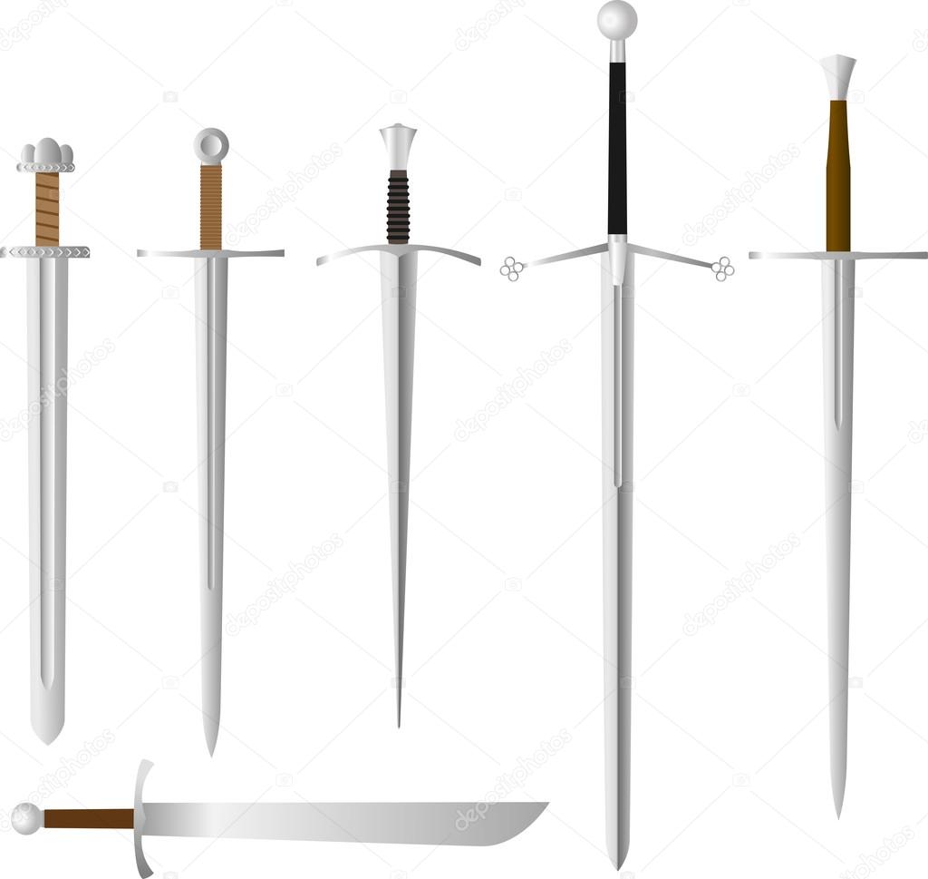 Vector Set Of Medieval Swords Steel Melee Weapon Stock Vector Image By C Olgasalt