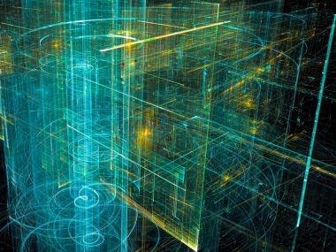 Gelecek şehir ışıkları - soyut dijital görüntü oluşturulan