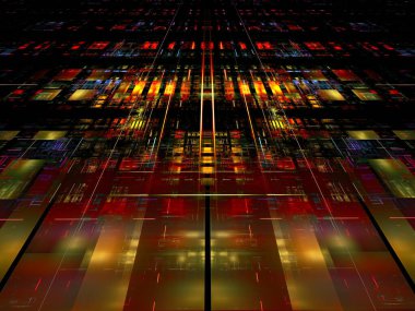 Parlak çizgileri olan soyut koyu renkli yüzey - dijital olarak oluşturulmuş 3d illüstrasyon