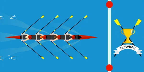 L'équipe du bateau à rames remporte la compétition — Image vectorielle