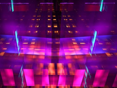 Soyut neon parlayan arkaplan - dijital olarak oluşturulan 3d illüstrasyon