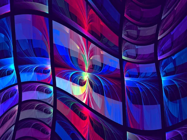 Abstrakte blaue und lila Wellenfahne - digital generiertes Bild — Stockfoto