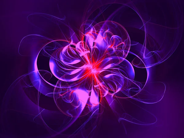 Abstract neon glowing flower - digitally generated image