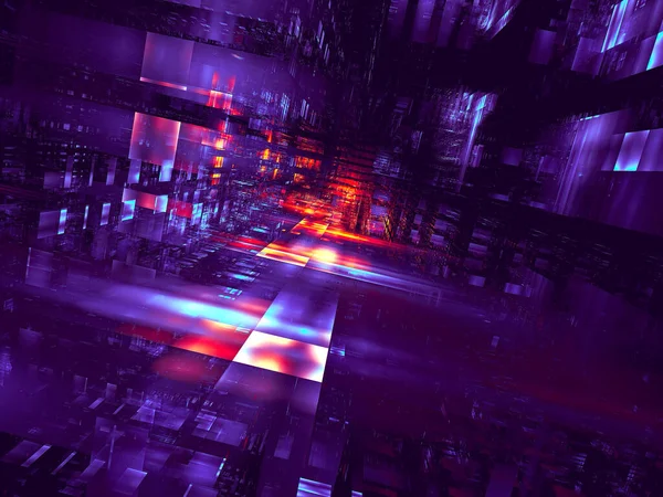 Rue rouge et violette - Illustration 3D avec effet de perspective — Photo