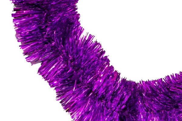 Новорічне Планування Фіолетова Блискуча Мішура Ізольована Білому Тлі — стокове фото