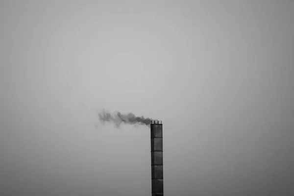 Smokestack Nature Pollution Black White Photo — Stock Photo, Image