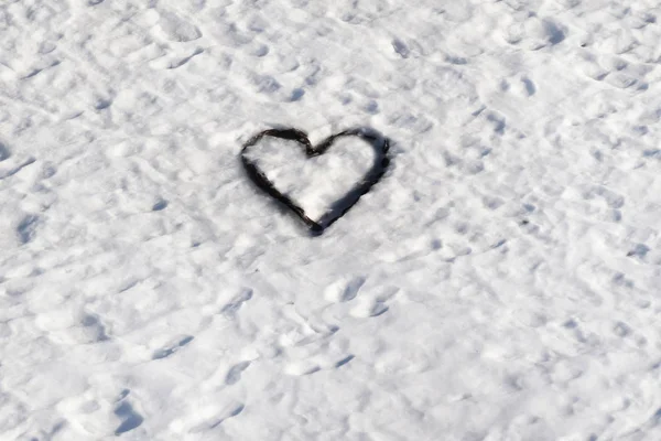 Herz Aus Zweigen Schnee — Stockfoto