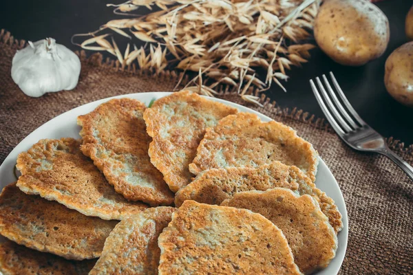 Tortitas Patata Fritas Apetitosas Plato Nacional Bielorruso Ucraniano — Foto de Stock