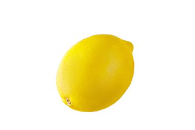 Beyaz arka planda olgun limon. Beyaz arka planda izole edilmiş sarı olgun bir limon.