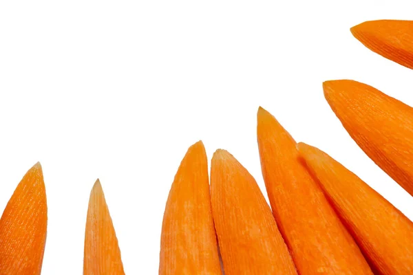 Zanahorias Frescas Peladas Cerca Sobre Fondo Blanco Verduras Para Una — Foto de Stock