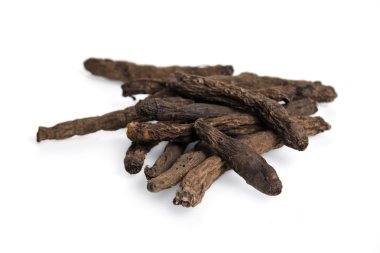 Star ot ya da Hypoxis aurea Lour. Beyaz backgro izole kök