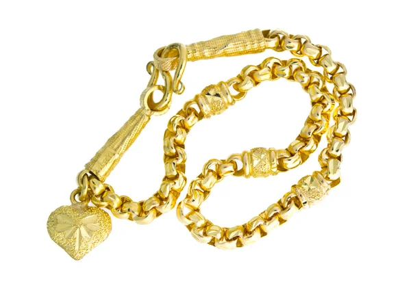 Collana in oro 96,5 per cento Thai grado oro con gancio d'oro isolato — Foto Stock