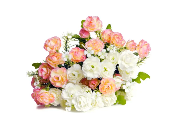 Kilka kwiatów układ dekoracji na białym tle — Zdjęcie stockowe