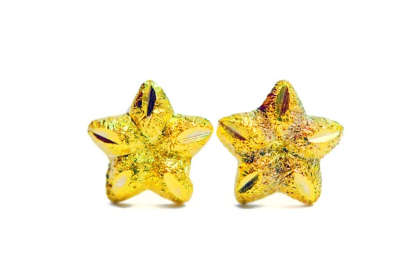 Gouden hanger cameo earring sieraden in stervorm geïsoleerd op whi — Stockfoto