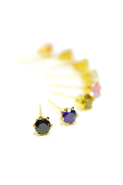 Zlatý přívěsek cameo šperky s barevnými drahokam izolované na wh — Stock fotografie