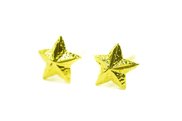 Šperky náušnice tvar hvězdy zlatý přívěšek cameo izolované na bílém — Stock fotografie