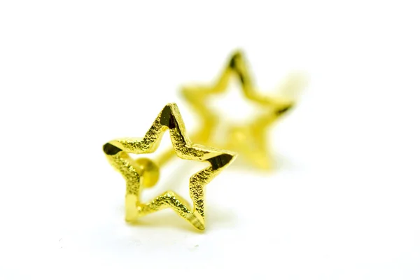 Colgante de oro pendiente cameo joyería en forma de estrella aislada en whi — Foto de Stock