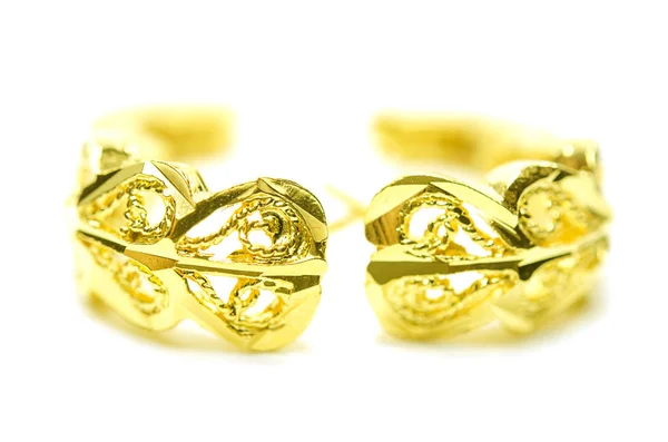 Pendentif en or camée boucle d'oreille bijoux isolés sur blanc — Photo