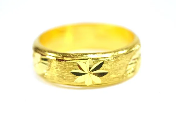 Χρυσό Κρεμαστό Cameo Κοσμήματα Φανταχτερά Δαχτυλίδι Απομονωθεί Λευκό — Φωτογραφία Αρχείου