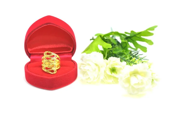 Gouden Hanger Cameo Fancy Ring Sieraden Geïsoleerd Wit — Stockfoto