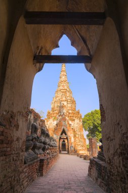 Antik pagoda Ayuthaya dünya mirası, Tayland, tapınak kapı çerçeve