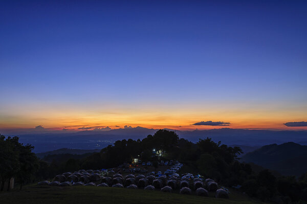 the twilight scene after the sun set at the nation park with the