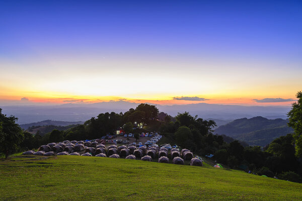 the twilight scene after the sun set at the nation park with the