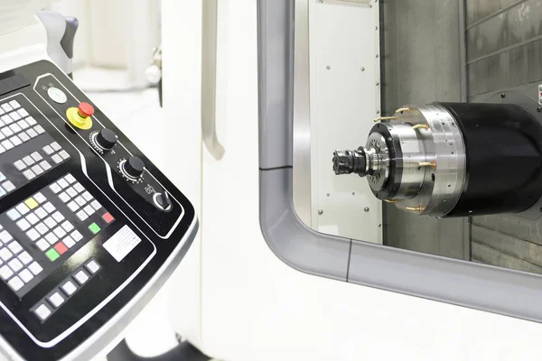Close up of the horizontal spindle of CNC Machine — Stock Photo, Image