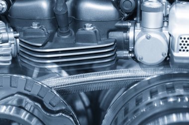 Motosiklet motoru çelik kemer soyut sahne