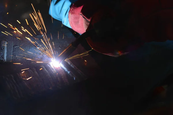 the welding spark light in close-up scene,