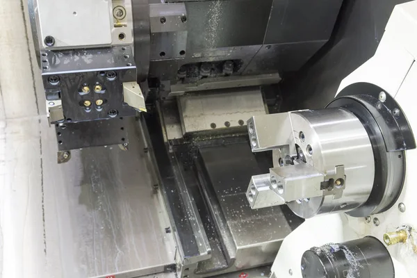CNC lath machine (CNC Turning machine) while cutting sample