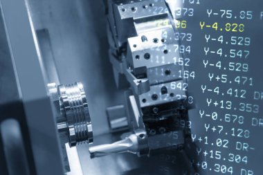 Cnc Torna tezgahı (dönüm makine soyut sahne) 