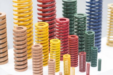 The multi color of coil spring on the floor . clipart