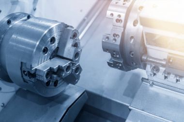 Cnc Torna makinesi ışık mavi sahne.