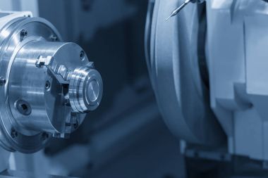 Cnc Torna makinesi ışık mavi sahne.