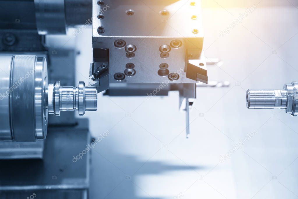 The double spindle CNC lathe machine 