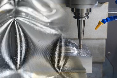 Cnc değirmen makinesinin soyut sahnesi kaba kesim .
