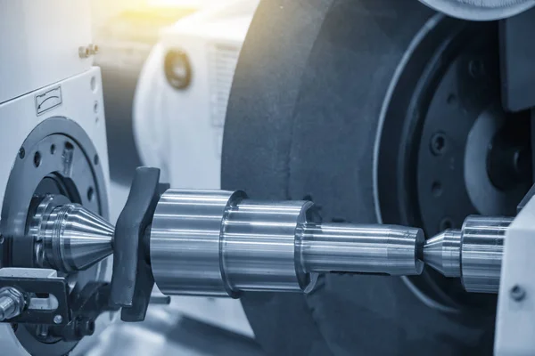 Metal Shaft Parts Cylindrical Grinding Machine Surface Finishing Process Automotive — Stock Photo, Image