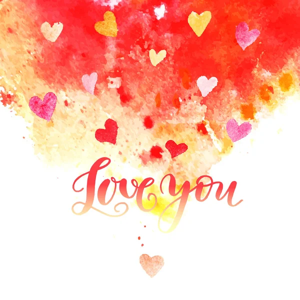 Watercolor background. Valentines Day. — Stock Vector