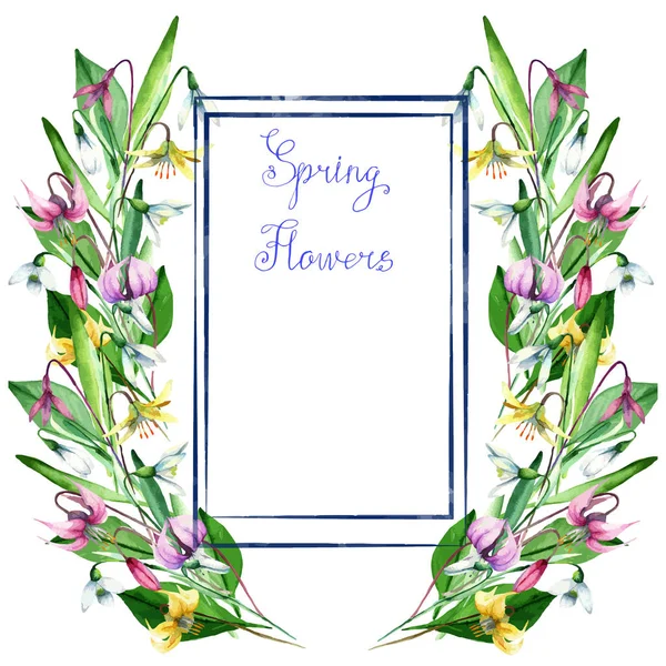 Snowdrop, Erythronium, aquarel bloemen set. — Stockvector