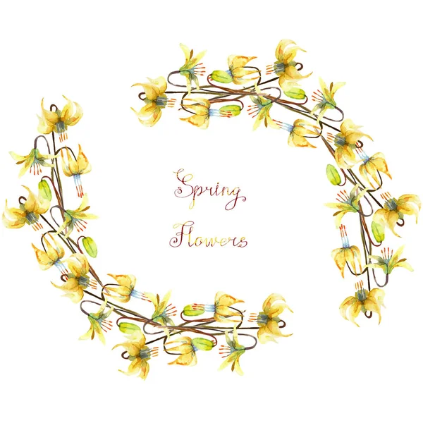 Cartão floral colorido com folhas e flores — Vetor de Stock