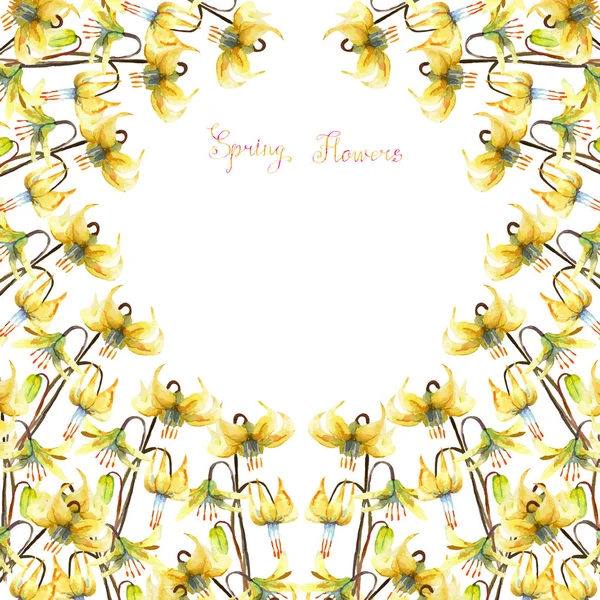 Tarjeta floral colorida con hojas y flores — Vector de stock